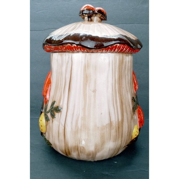 Vintage Mushroom Cookie Jar Orange Arnel's Hand Painted Ceramic Signed Canister - Picture 6 of 12